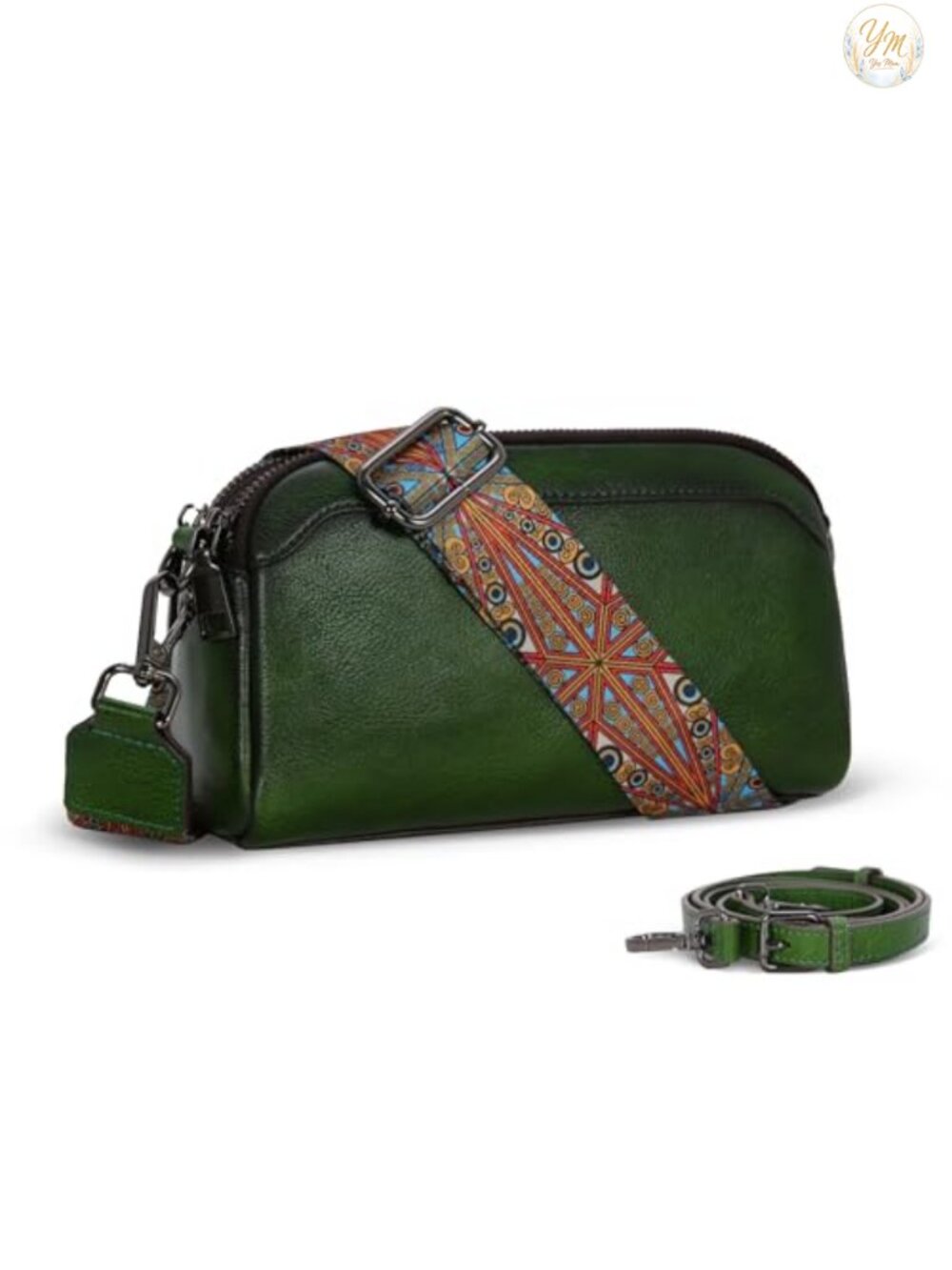 Genuine Leather Crossbody Bag Small Multi Compartment Purse with 3 Straps